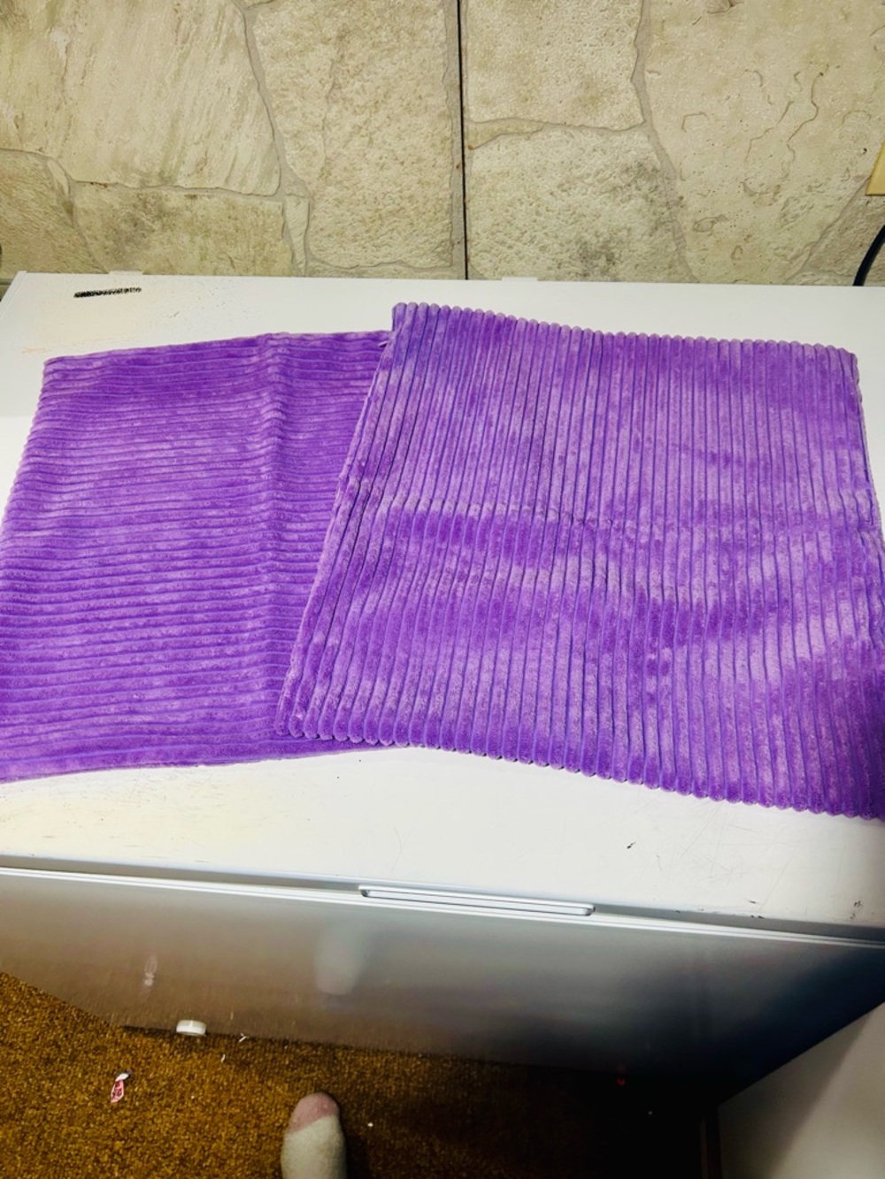 Plush Ribbed Purple Pillow Covers - Set of 2
